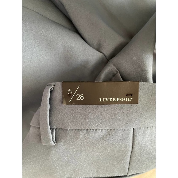 Liver Pool WOMENS Stretch Mid Rise Flat Front Pants Zip Fly Size 6/28 Blue - Picture 9 of 9